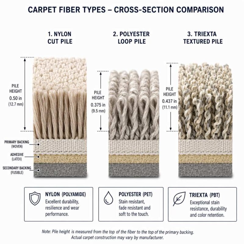fiber types compared nylon polyester triexta and wool
